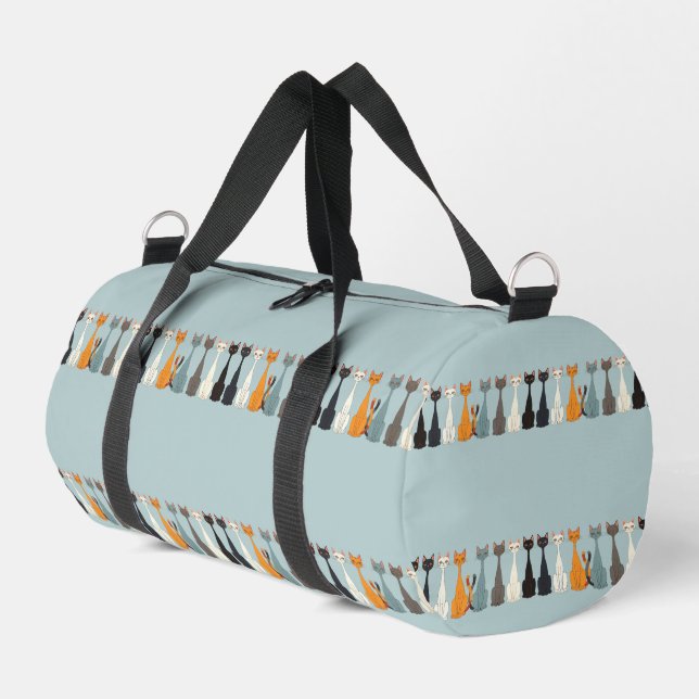 Still Tired Cats - Cat Mom Lover - Blue Graphic Duffle Bag (Left Corner)