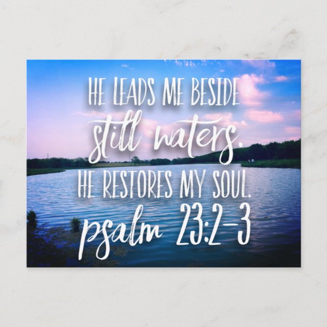Still Waters He Restores My Soul Bible Verse Postcard (Front)