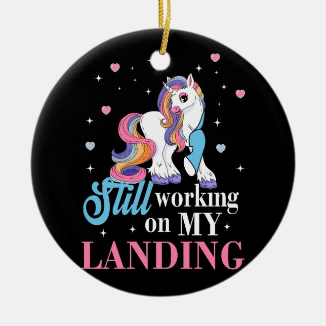 Still Working On My Landing Injury Broken Arm Funn Ceramic Ornament (Front)