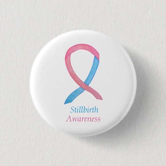 Stillbirth Awareness Ribbon Custom Art Pins (Front)