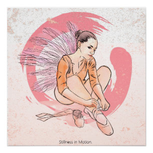 Stillness in Motion – Minimalist Ballerina & Enso  Poster