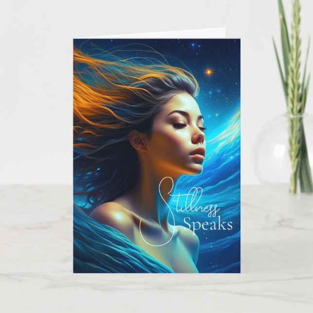 Stillness Speaks | Meditation Celestial Art Card (Front)