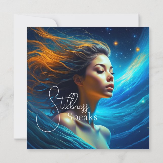 Stillness Speaks | Meditation Celestial Art Holiday Card (Front)
