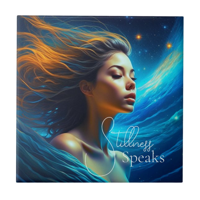 Stillness Speaks | Meditation Celestial Art Tile (Front)