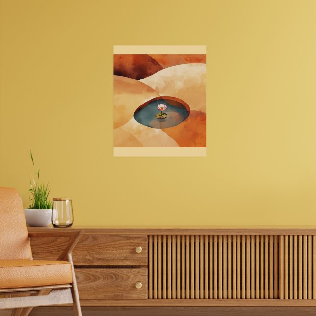 Stillness Within – Abstract Lotus Meditation Art Poster (Living Room 2)