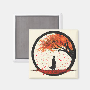 Stillness Zen Circle Autumn Falling Leaves Magnet