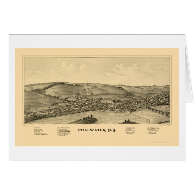 Stillwater, carte panoramique de NY - 1889 (Devant horizontal)