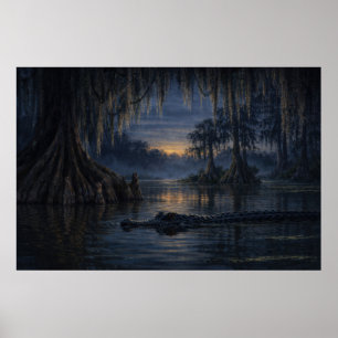 Stillwater Gator   Bayou Wildlife Art   Affiche
