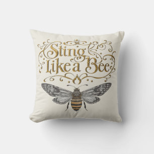 Sting Like A Bee Vintage Fairytale Girl Power Art Throw Pillow
