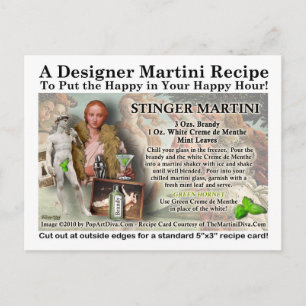 Stinger Martini Recipe Postcard