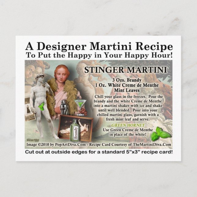 Stinger Martini Recipe Postcard (Front)