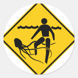 Stinging Marine Life Warning Sign, Australia Classic Round Sticker