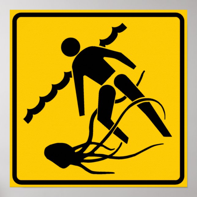 Stinging Marine Life Warning Sign, Australia Poster (Front)