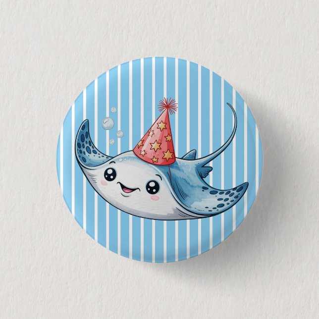 Stingray Birthday Party  1 Inch Round Button (Front)