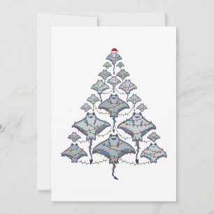 Stingray Christmas Tree Santa Hat Christmas Lights Thank You Card