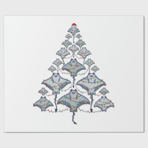 Stingray Christmas Tree Santa Hat Christmas Lights Wrapping Paper