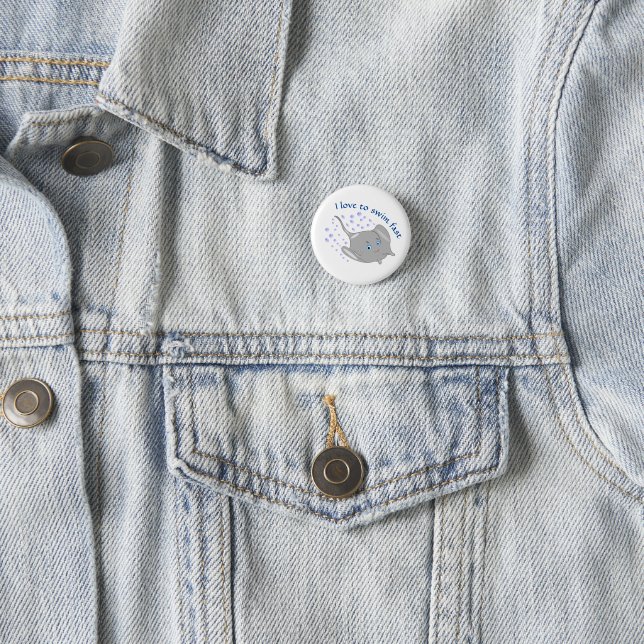 stingray grey cartoon 1 inch round button (In Situ)