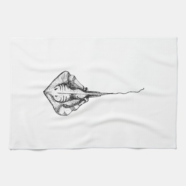 Stingray Illustration Kitchen Towel (Horizontal)
