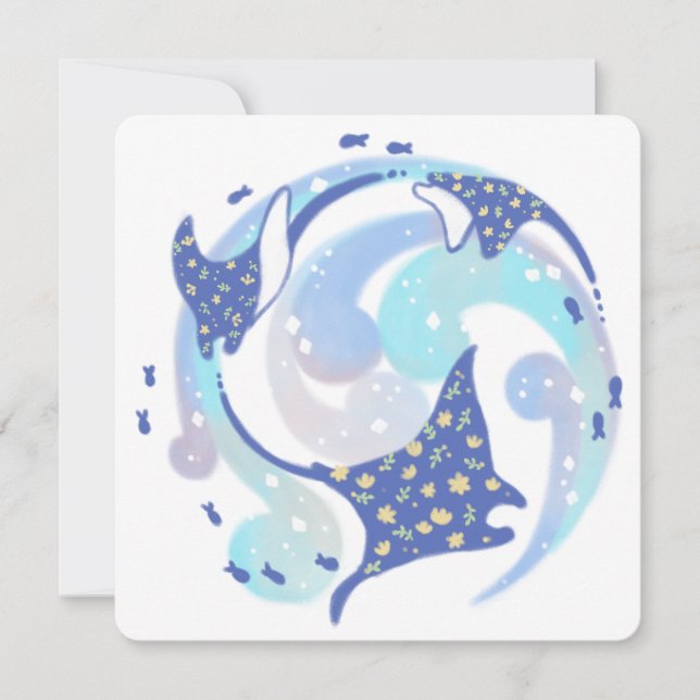 Stingray in Ocean Illustration Invitation (Front)