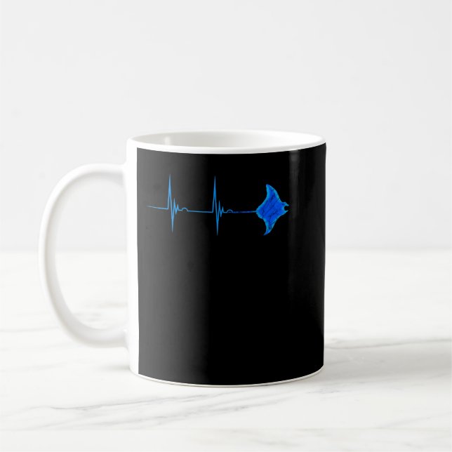 Stingray Manta Ray Heartbeat EKG Pulseline Sea Lif Coffee Mug (Left)