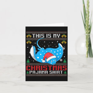 Stingray Santa Hat Matching Ugly Christmas Pajama Card