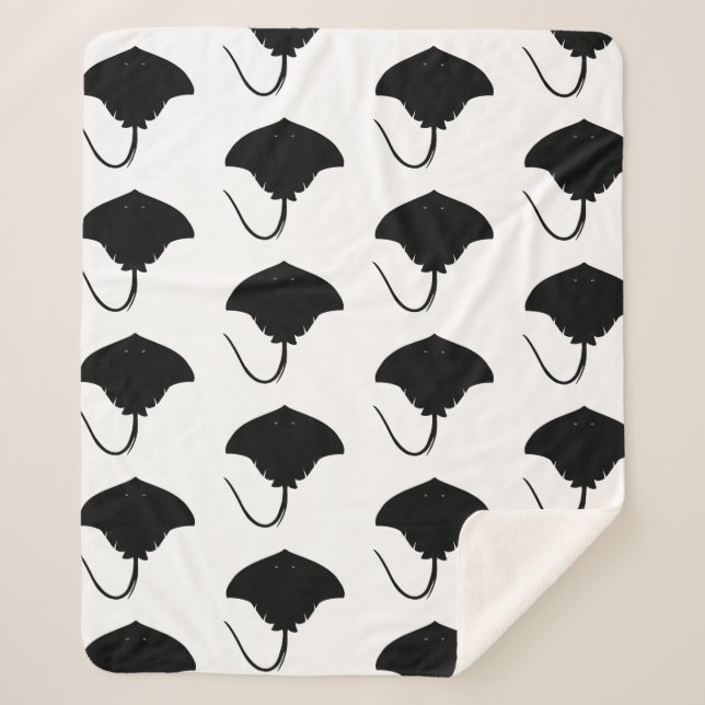 Stingray Silhouette Sherpa Blanket (Front)