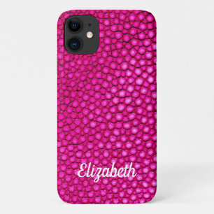 Stingray Skin Hot Pink Print Name Personalized iPhone 11 Case