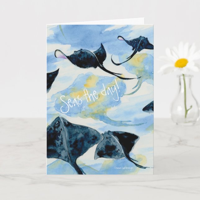 Stingray Watercolor Ballet Folded Greeting Card (Small Plant)