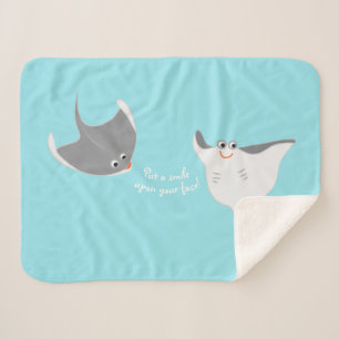 Stingrays Cartoon Sherpa Blanket