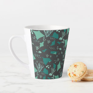 Stingrays Ocean Reef Motif sur Grey Latte Mug