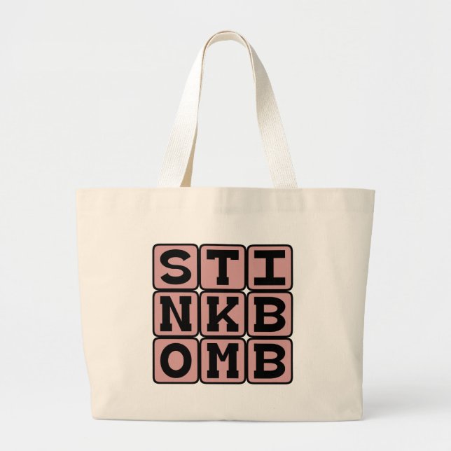 Stink Bomb, Smelly Prank Large Tote Bag (Front)