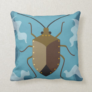 Stink bug and ladybug throw pillow