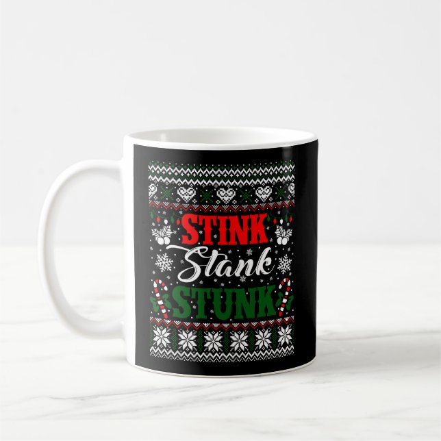 Stink Stank Stunk Funny Christmas Ugly Sweater Coffee Mug (Left)