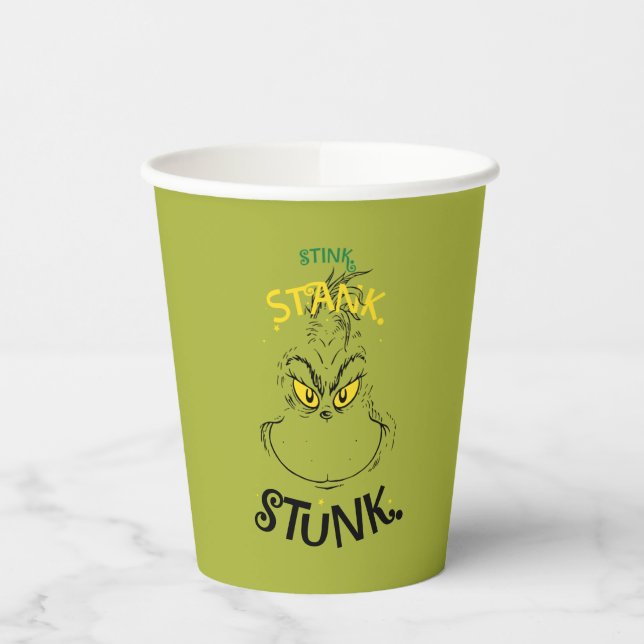 Stink Stank Stunk Mister Grinch Quote Paper Cups (Left)