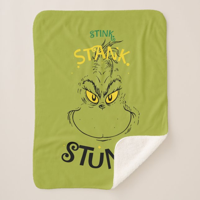 Stink Stank Stunk Mister Grinch Quote Sherpa Blanket (Front)