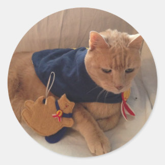 Stinky with his ornament! classic round sticker