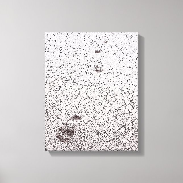 Stipple Footprints in the Sand Canvas Print (Front)
