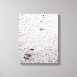 Stipple Footprints in the Sand Canvas Print