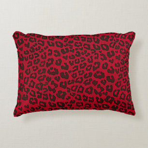 Stippled Cranberry Red Leopard Print Accent Pillow