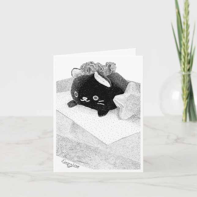 Stippled Kitty Personalized Greeting Card (Front)