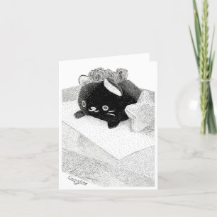 Stippled Kitty Personalized Greeting Card