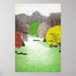 Stippled Woodland Wall Art Vibrant Pop Art River