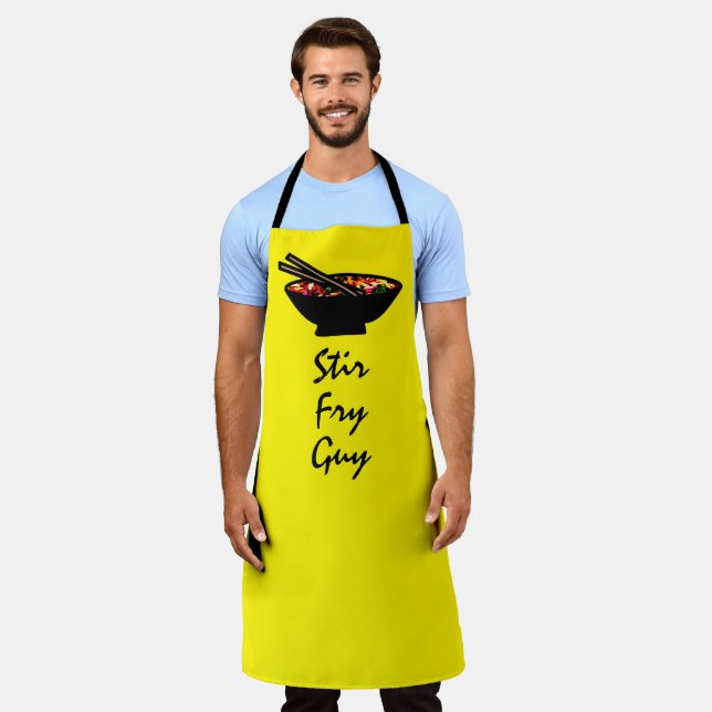 Stir Fry Guy Wok with Colorful Veggies Man's  Apron (Worn)