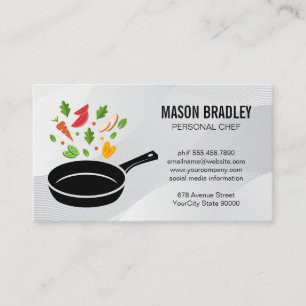 Stir Frying Vegetables in Cast Iron Pan Business Card
