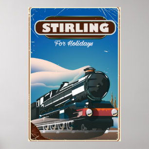 Stirling Scotland vintage train poster. Poster