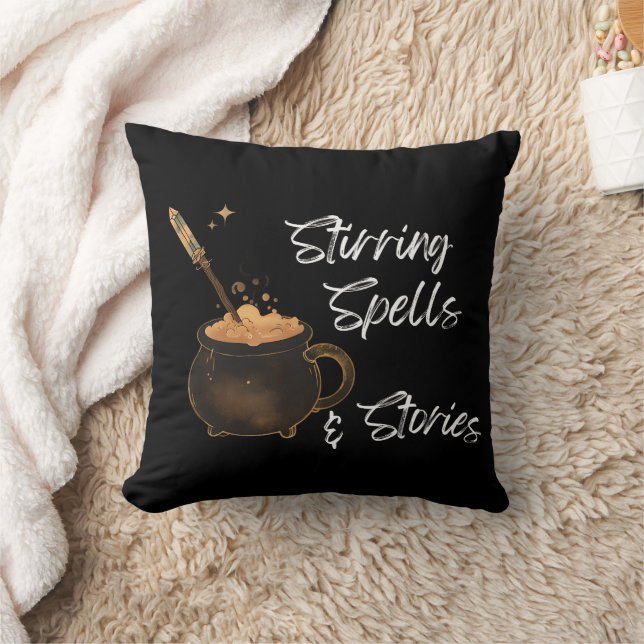 Stirring Spells & Stories Throw Pillow (Blanket)
