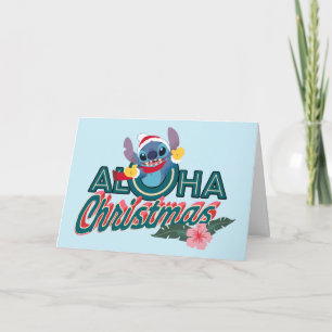Stitch   Aloha Christmas Card