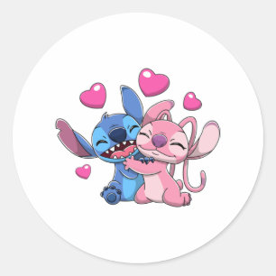 Stitch & Angel Valentines 1 Classic Round Sticker