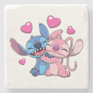 Stitch &amp; Angel Valentines 1 Stone Coaster