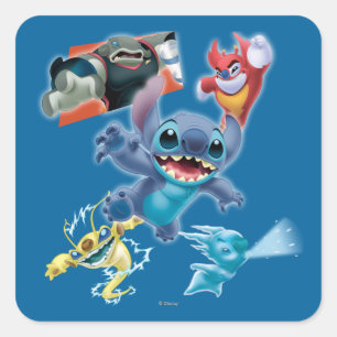 Stitch and Friends Square Sticker